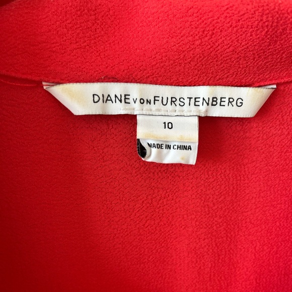 Diane Von Furstenberg Coral Red Karin Dress Sz 10 - Picture 8 of 16